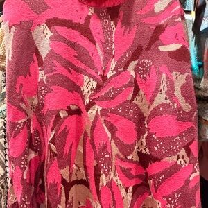Floral Pink and Gold tone Sweater